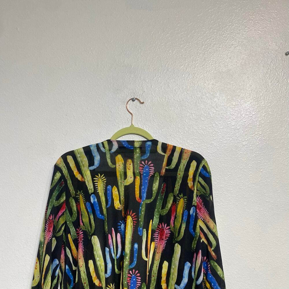 Lucky & Blessed Black Cactus Kimono Sz S - Picture 8 of 13
